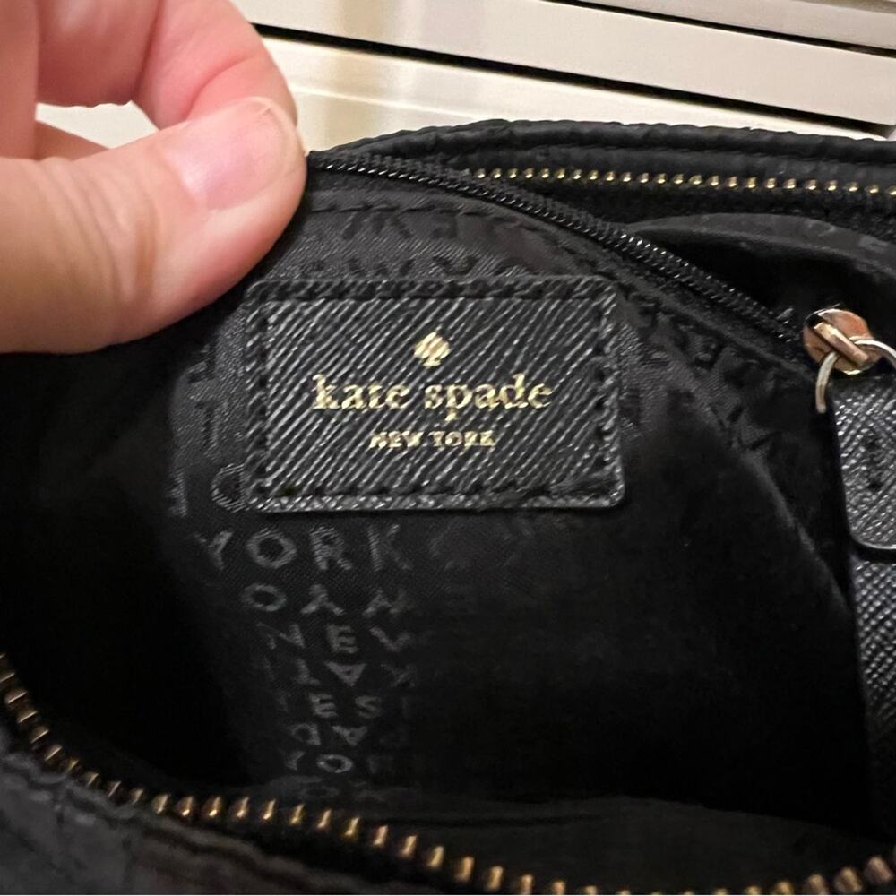 Kate Spade Black Quilted Crossbody Bag with Gold Zippers Long Strap - Picture 5 of 10